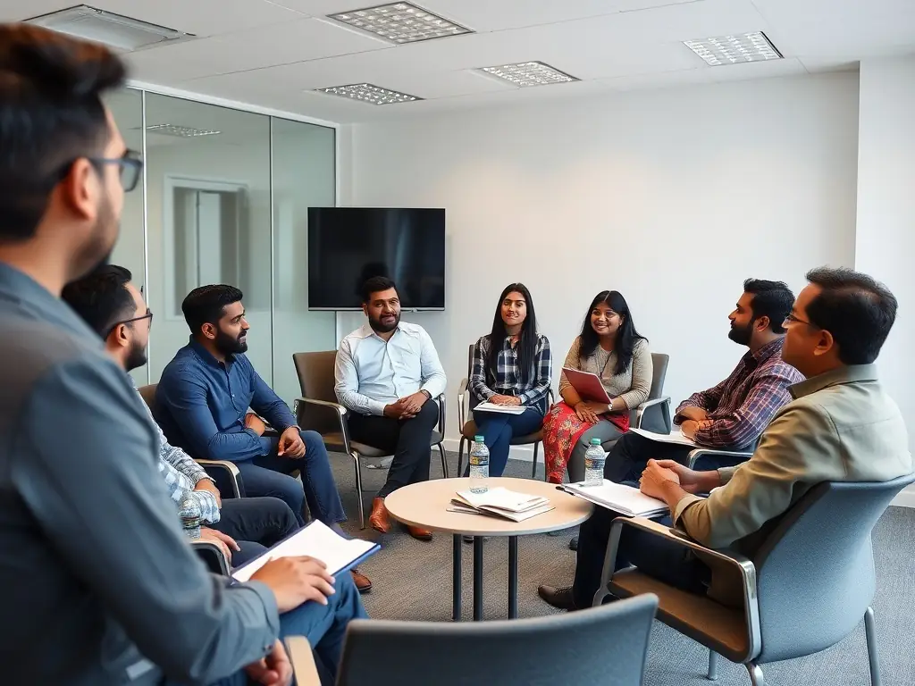 An image of a trainer leading a workshop, demonstrating a new skill or technique to a group of attentive participants, with a focus on practical application and hands-on learning.